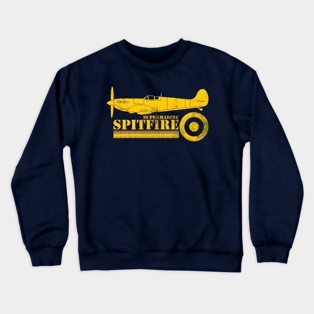 WW2 Battle of Britain Fighter - RAF Spitfire (distressed) Crewneck Sweatshirt by TCP